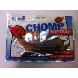 CHOMP GRUB SOFTBAIT, GREEN/ORANGE, 7" (180mm), 15 GRAMS, 2P/BAG TRIAL PACK, WITH SLOT